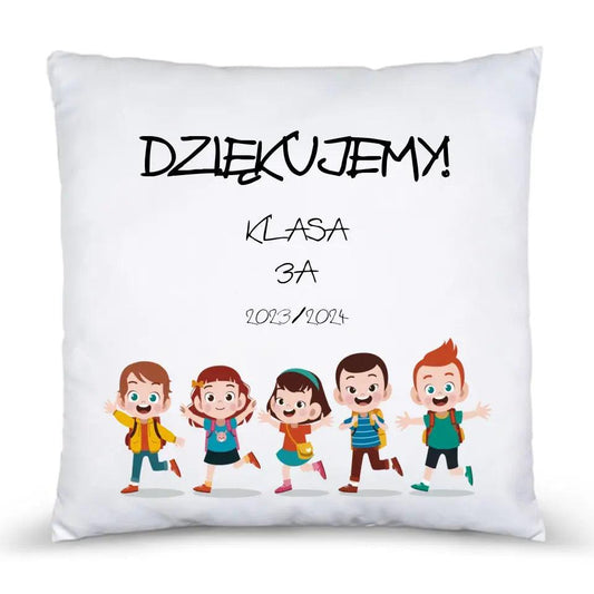 Poduszka dla nauczyciela z napisem DZIĘKUJEMY klasa rocznik N11 - storycups.pl