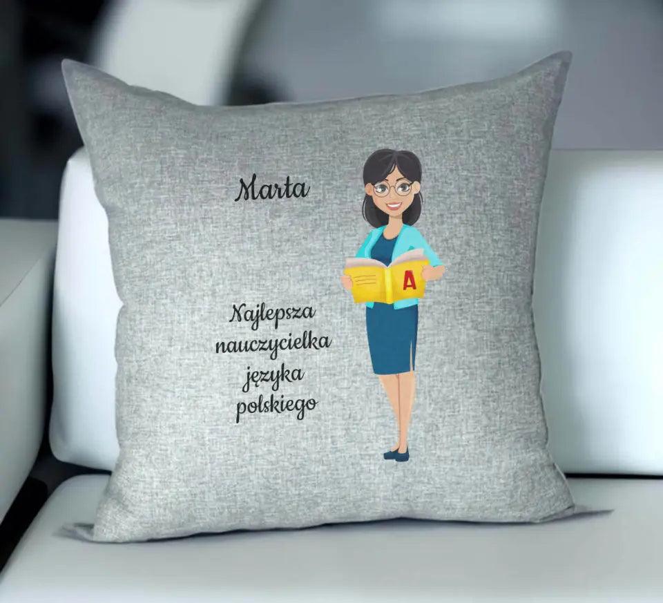 Personalizowana poduszka dla nauczycielki JĘZYKA POLSKIEGO N41 - storycups.pl