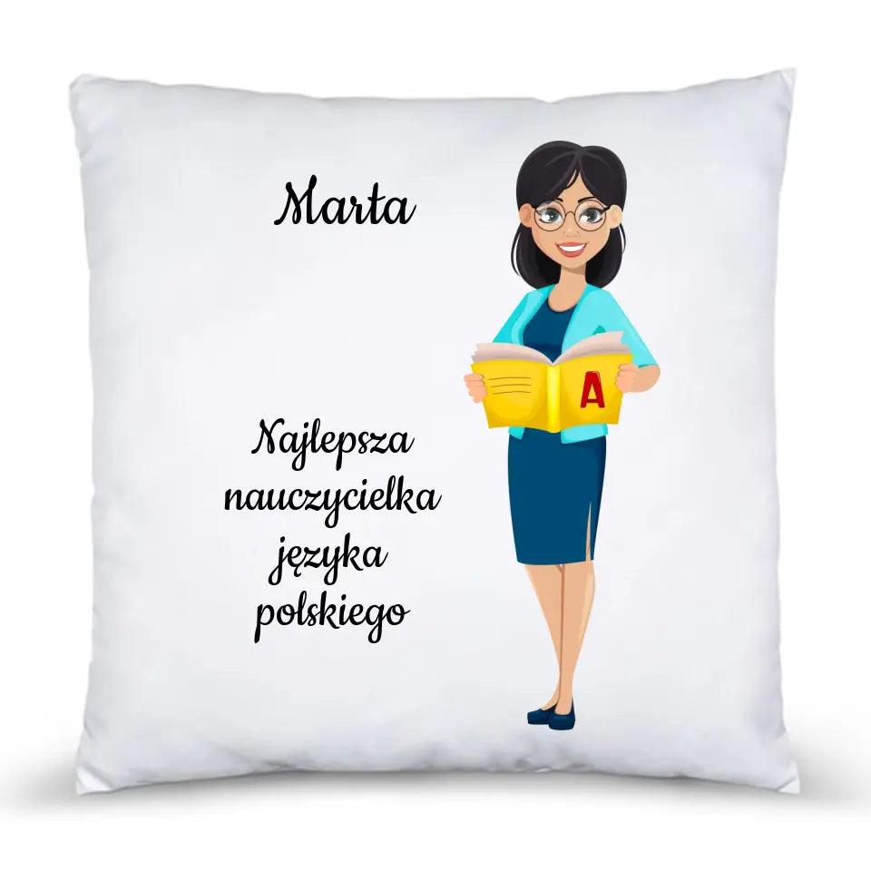 Personalizowana poduszka dla nauczycielki JĘZYKA POLSKIEGO N41 - storycups.pl