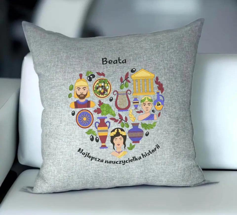 Personalizowana poduszka dla nauczycielki nauczyciela HISTORII N57 - storycups.pl