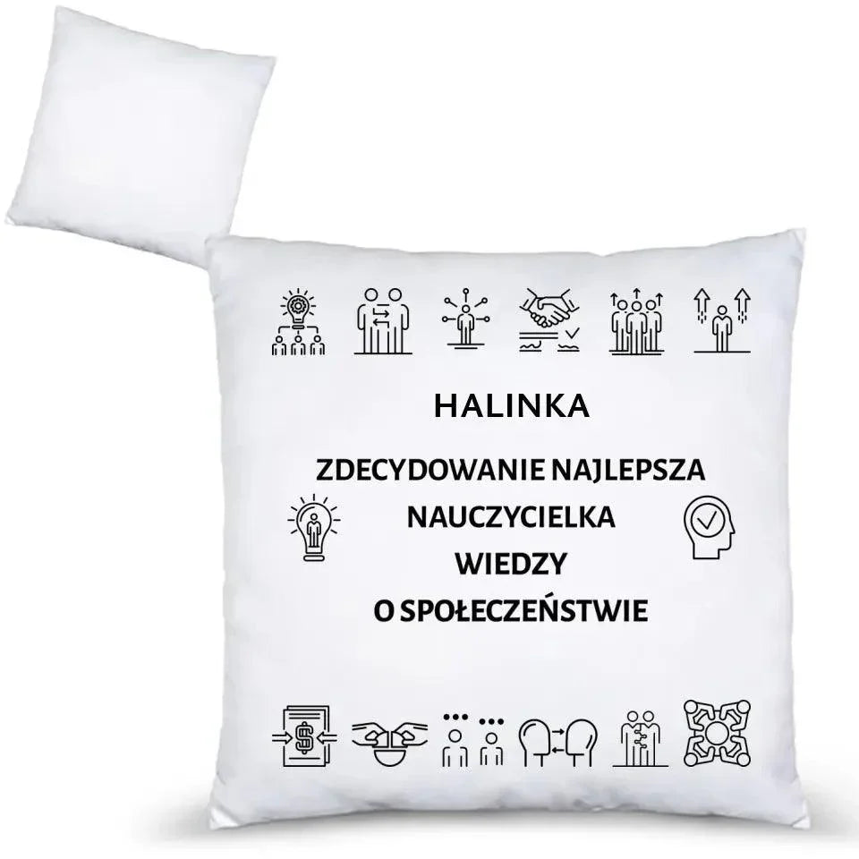 Poduszka dla nauczyciela WIEDZY O SPOŁECZEŃSTWIE WoS N59 - StoryCups.pl