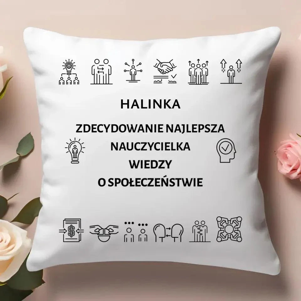 Poduszka dla nauczyciela WIEDZY O SPOŁECZEŃSTWIE WoS N59 - StoryCups.pl