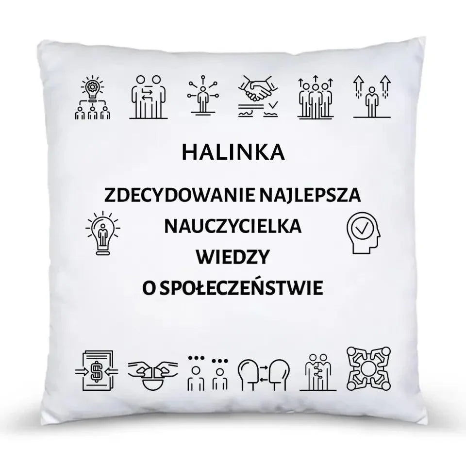 Poduszka dla nauczyciela WIEDZY O SPOŁECZEŃSTWIE WoS N59 - StoryCups.pl