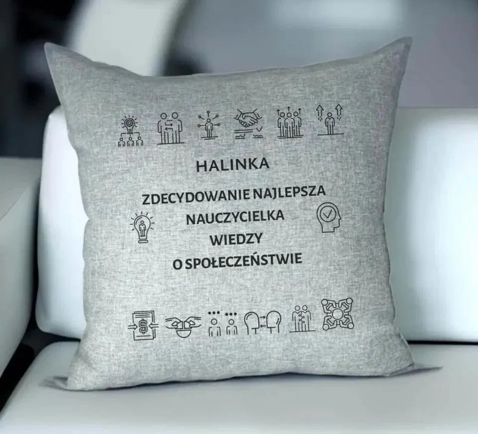 Poduszka dla nauczyciela WIEDZY O SPOŁECZEŃSTWIE WoS N59 - StoryCups.pl