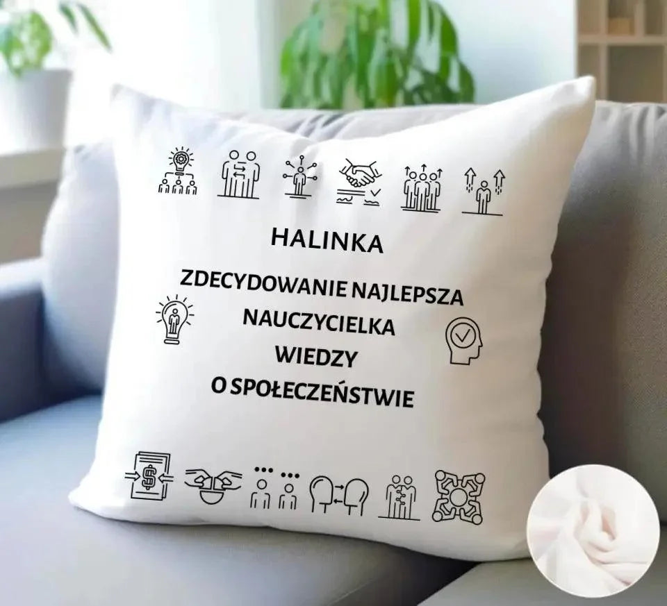 Poduszka dla nauczyciela WIEDZY O SPOŁECZEŃSTWIE WoS N59 - StoryCups.pl