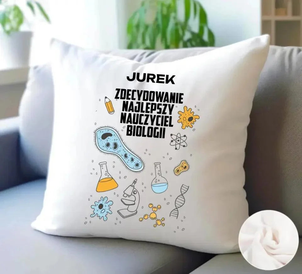 Personalizowana poduszka dla nauczyciela BIOLOGII N61 - StoryCups.pl