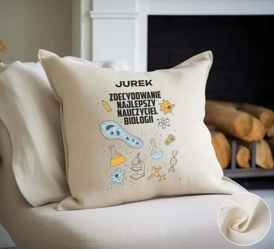 Personalizowana poduszka dla nauczyciela BIOLOGII N61 - StoryCups.pl