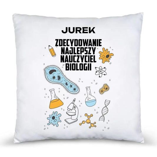 Personalizowana poduszka dla nauczyciela BIOLOGII N61 - storycups.pl