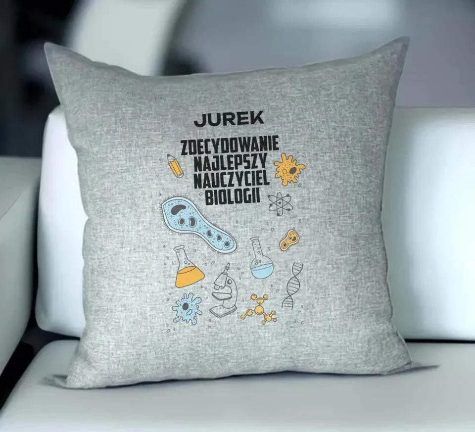Personalizowana poduszka dla nauczyciela BIOLOGII N61 - StoryCups.pl
