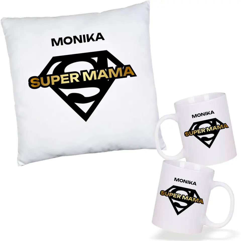 Super mama | Zestaw poduszka i kubek dla mamy na prezent DM07