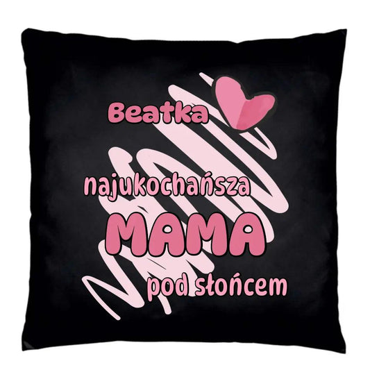 Czarna poduszka z imieniem prezent dla MAMY DM08 - storycups.pl