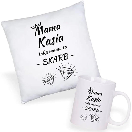Zestaw poduszka i kubek dla mamy TAKA MAMA TO SKARB DM12 - storycups.pl