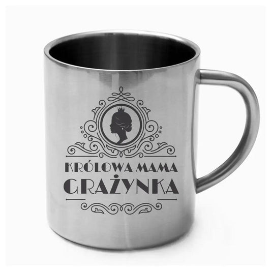 Metalowy kubek na prezent dla mamy KRÓLOWA MAMA DM13 - storycups.pl