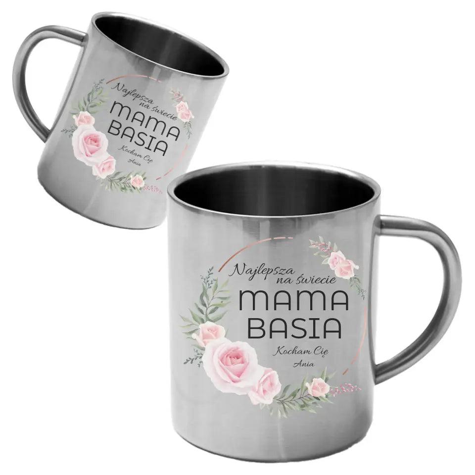 Metalowy kubek dla mamy prezent na DZIEŃ MATKI najlepsza mama DM17 - storycups.pl