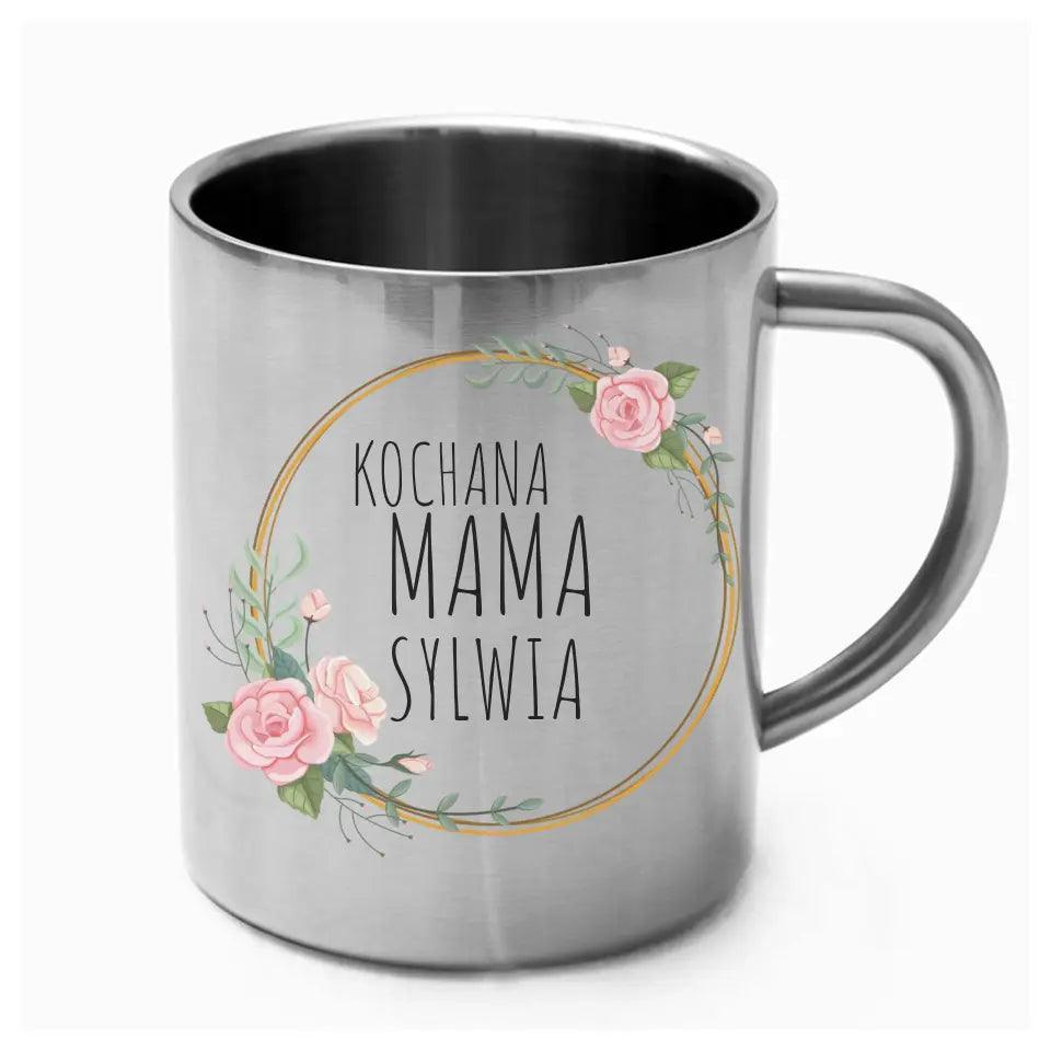 Metalowy kubek z imieniem dla mamy KOCHANA MAMA DM20 - storycups.pl