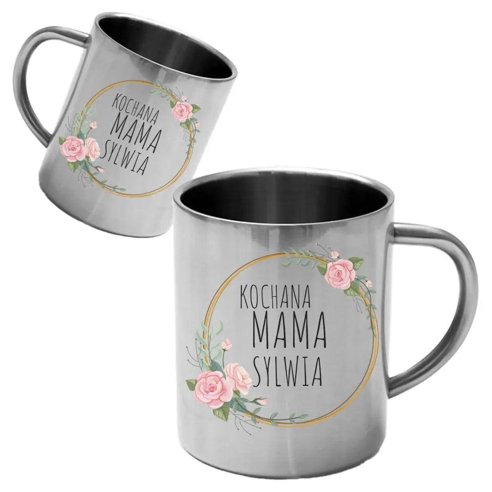 Metalowy kubek z imieniem dla mamy KOCHANA MAMA DM20 - storycups.pl