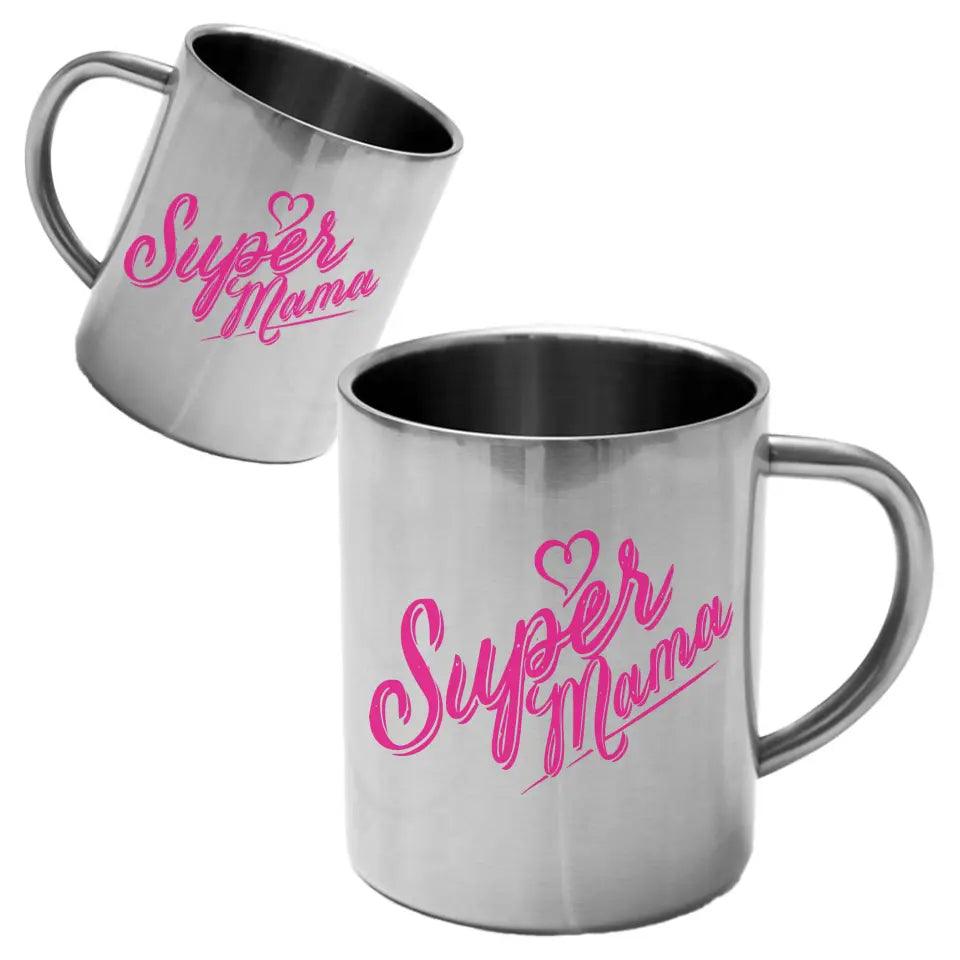 Metalowy kubek dla mamy SUPER MAMA na Dzień Mamy DM21 - storycups.pl