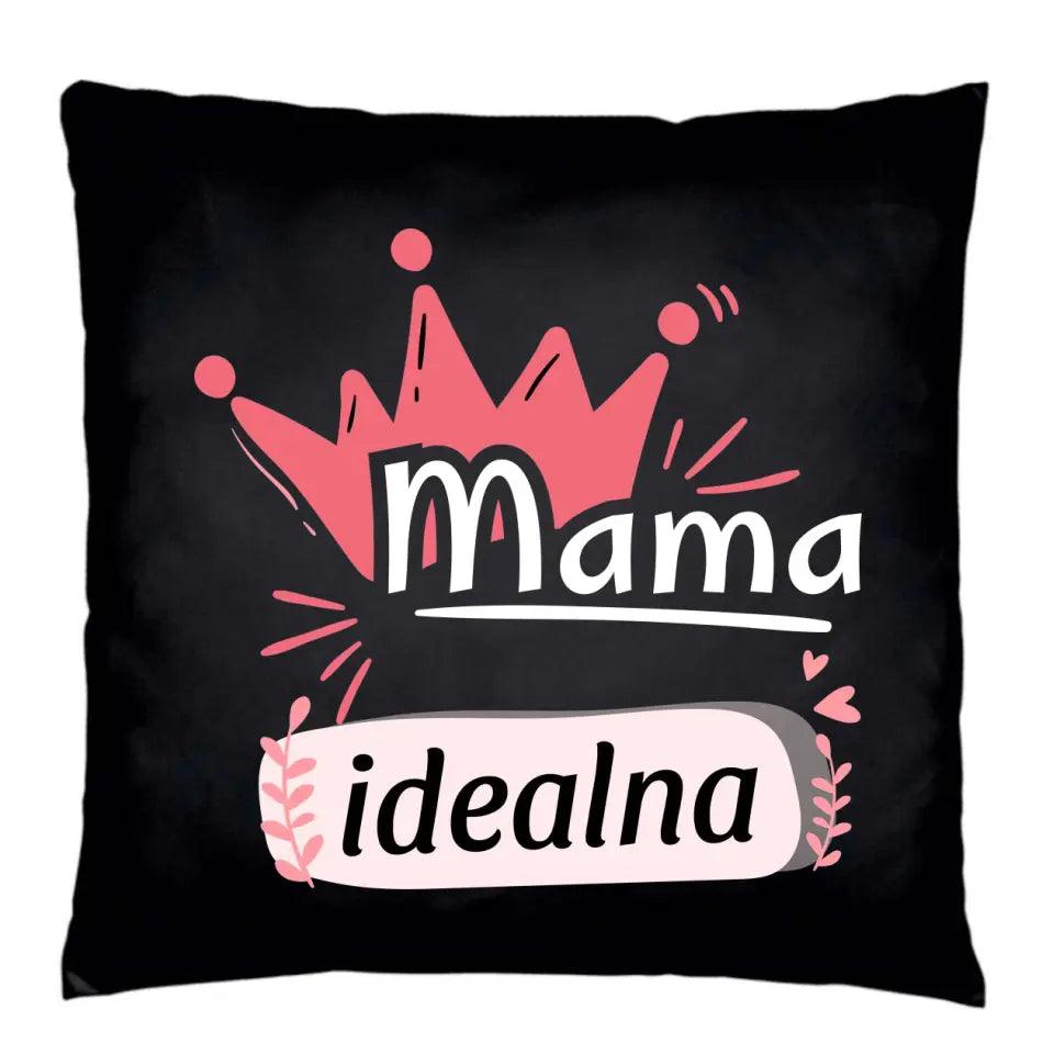 Czarna poduszka prezent dla mamy MAMA IDEALNA DM23 - storycups.pl