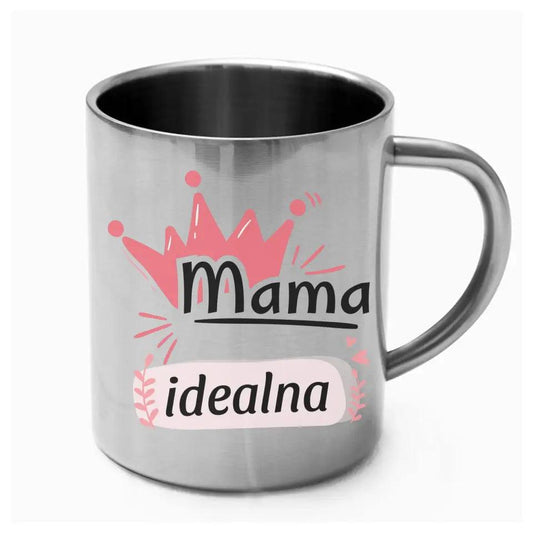 Metalowy kubek prezent dla mamy MAMA IDEALNA DM23 - storycups.pl