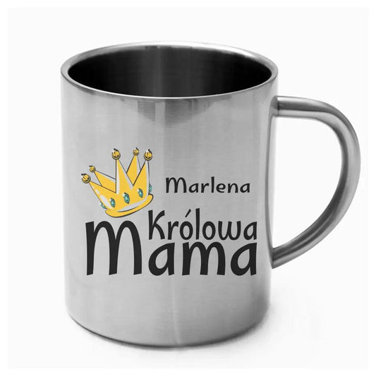 Metalowy kubek prezent dla mamy KRÓLOWA MAMA DM33 - storycups.pl