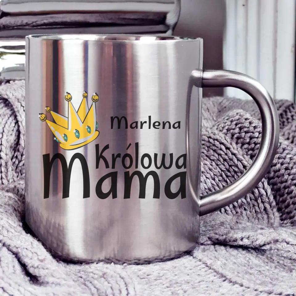 Metalowy kubek prezent dla mamy KRÓLOWA MAMA DM33 - storycups.pl