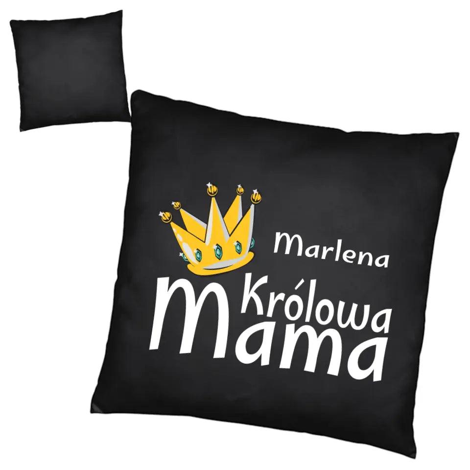 Czarna poduszka prezent dla mamy KRÓLOWA MAMA DM33 - storycups.pl