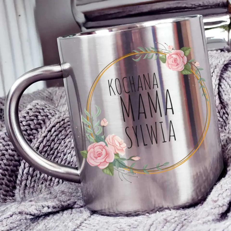 Metalowy kubek z imieniem dla mamy KOCHANA MAMA DM20 - storycups.pl