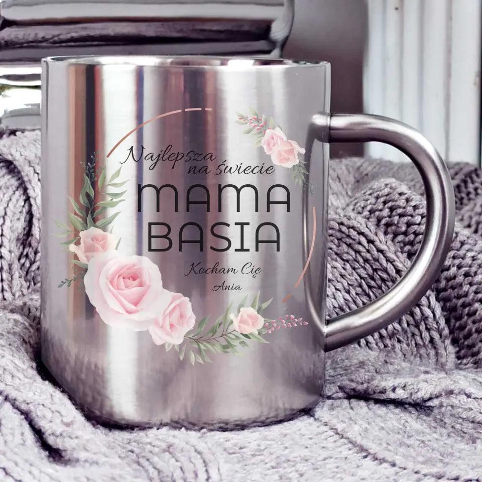 Metalowy kubek dla mamy prezent na DZIEŃ MATKI najlepsza mama DM17 - storycups.pl