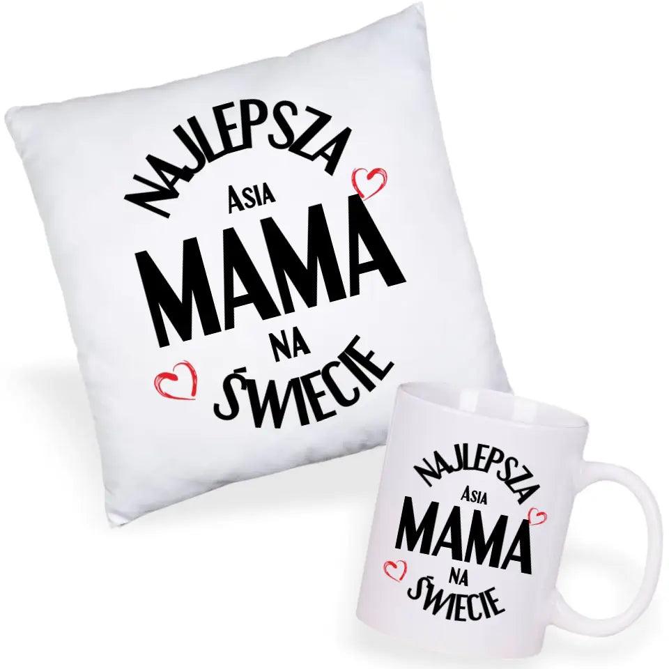 Zestaw poduszka i kubek dla mamy Najlepsza mama na świecie DM22 - storycups.pl