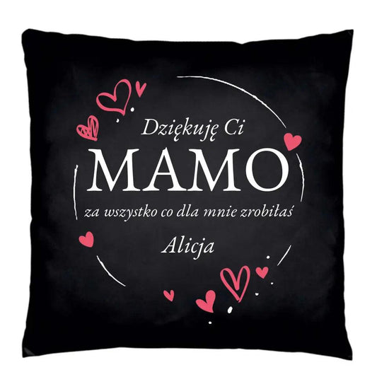 Czarna poduszka dla mamy DZIĘKUJĘ CI MAMO DM32 - storycups.pl