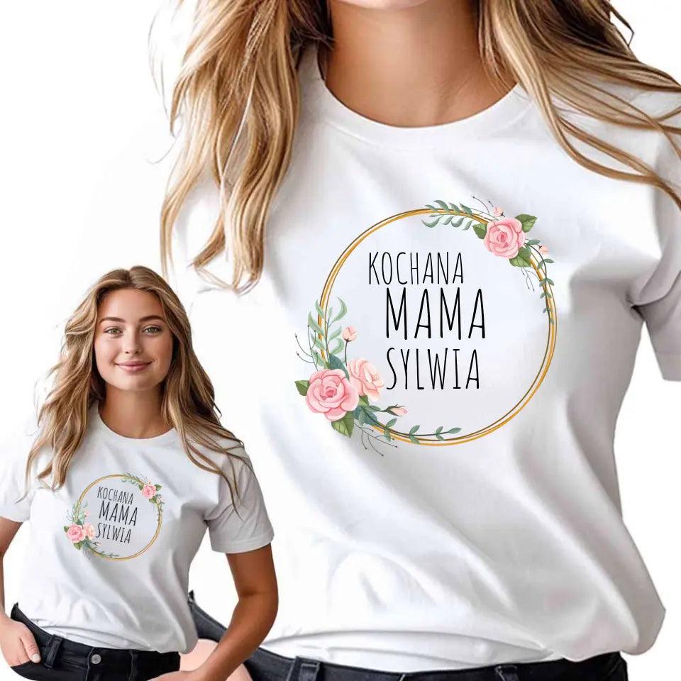 T-shirt koszulka dla mamy KOCHANA MAMA imię DM20 - storycups.pl