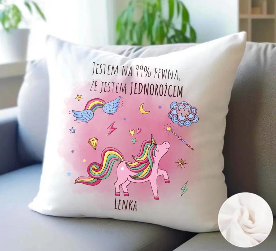 Personalizowana poduszka JESTEM JEDNOROŻCEM DD12 - storycups.pl