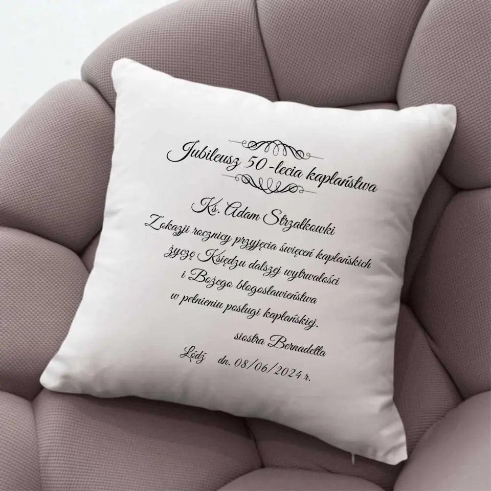 Poduszka dla księdza JUBILEUSZ ŚWIĘCEŃ KAPŁAŃSKICH DU07 - StoryCups.pl