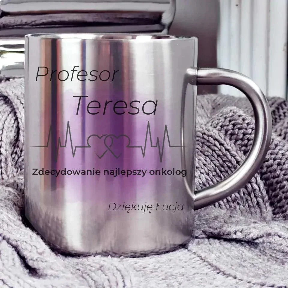 Metalowy kubek dla lekarza ONKOLOGA L01 - StoryCups.pl
