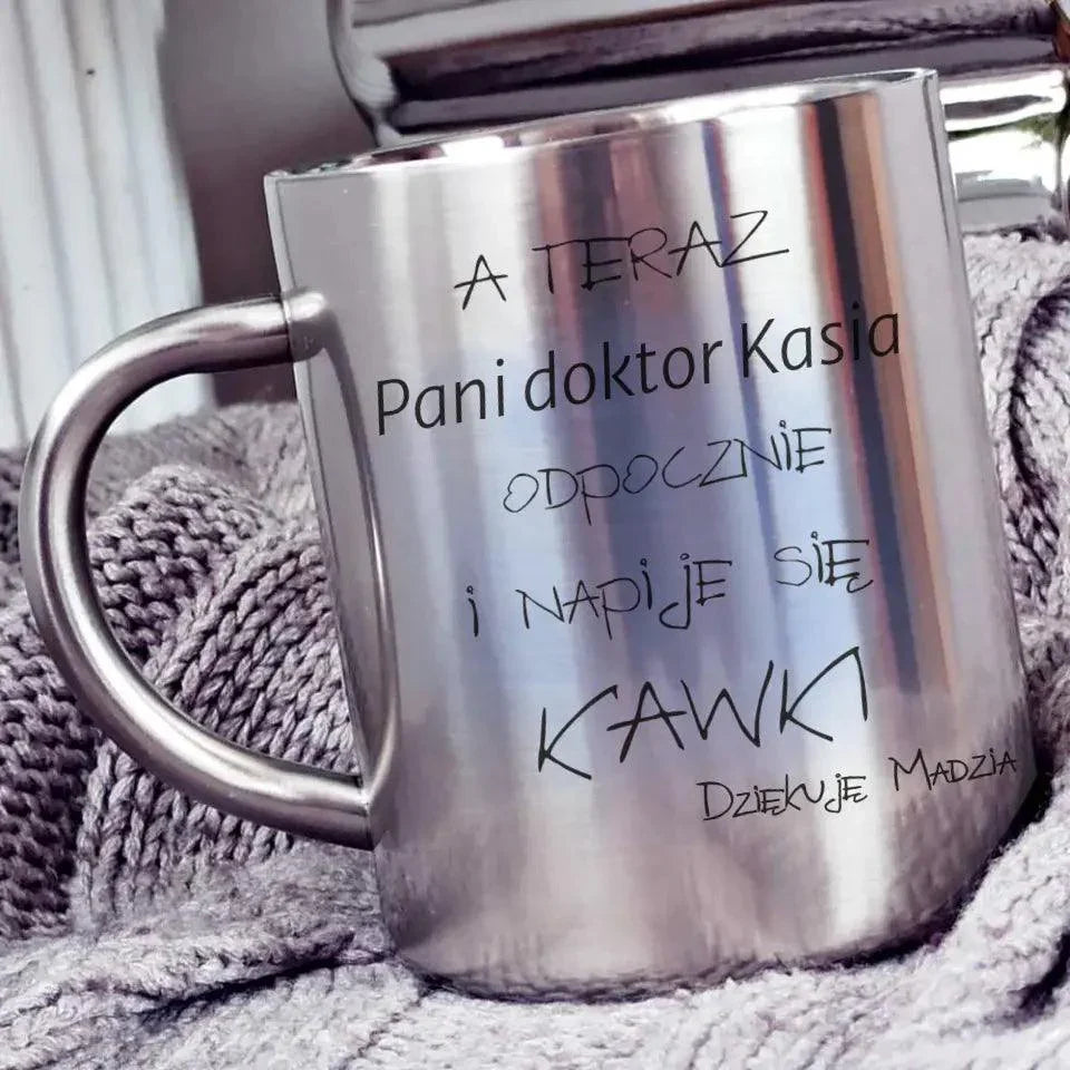 Metalowy kubek dla PANI DOKTOR L04 - StoryCups.pl