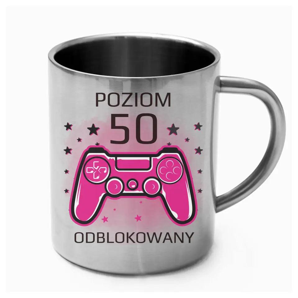 Metalowy kubek na urodziny POZIOM ODBLOKOWANY U23 - storycups.pl