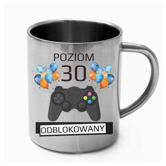 Metalowy kubek na urodziny POZIOM ODBLOKOWANY U24 - storycups.pl