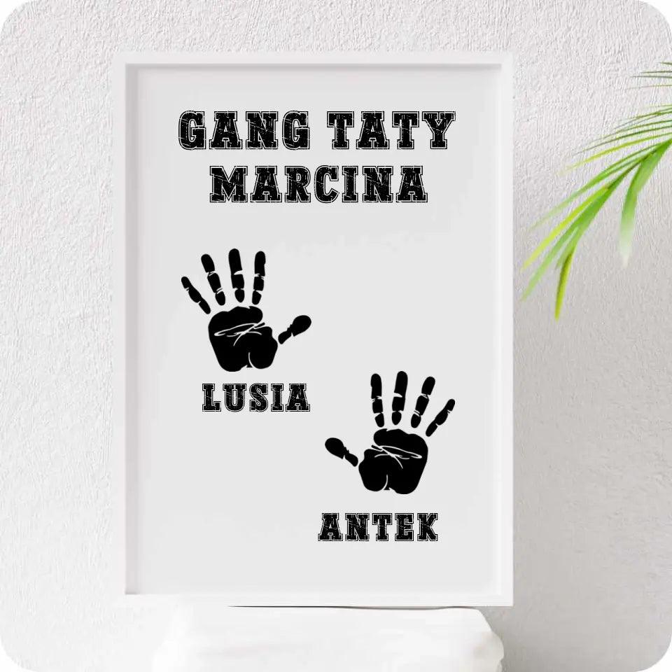 Obraz dla taty z imionami dzieci 1-6 GANG TATY, prezent dla taty - storycups.pl