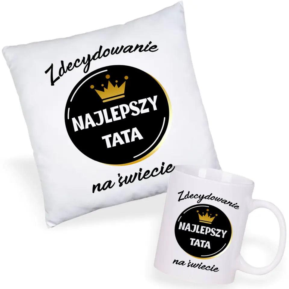 Poduszka i kubek dla taty na prezent ZDECYDOWANIE NAJLEPSZY TATA - storycups.pl