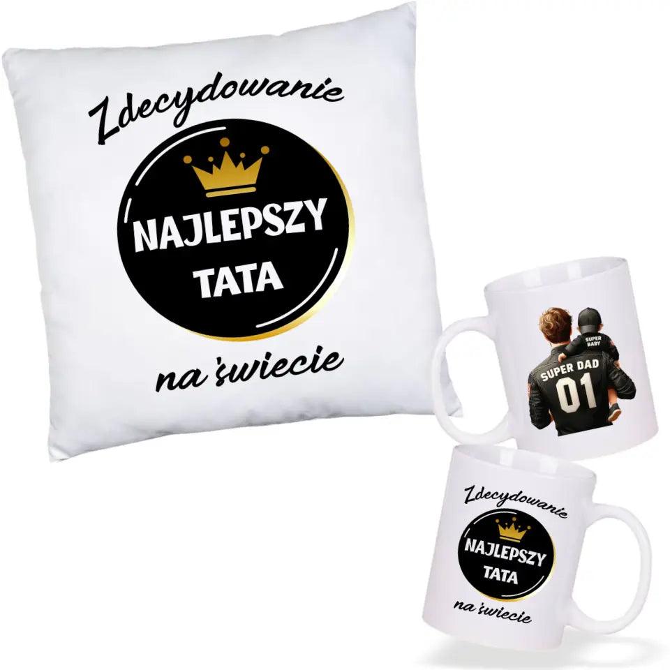 Poduszka i kubek dla taty na prezent ZDECYDOWANIE NAJLEPSZY TATA - storycups.pl