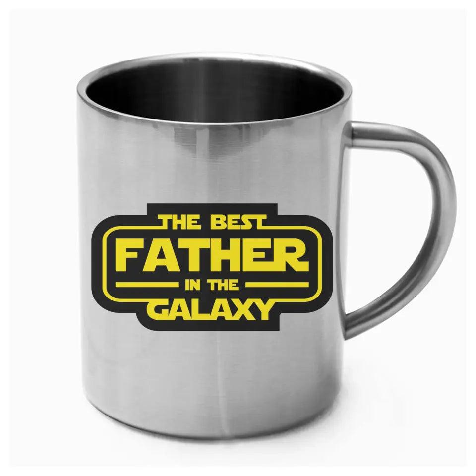 Metalowy kubek dla taty na prezent THE BEST FATHER IN THE GALAXY DT30 - storycups.pl