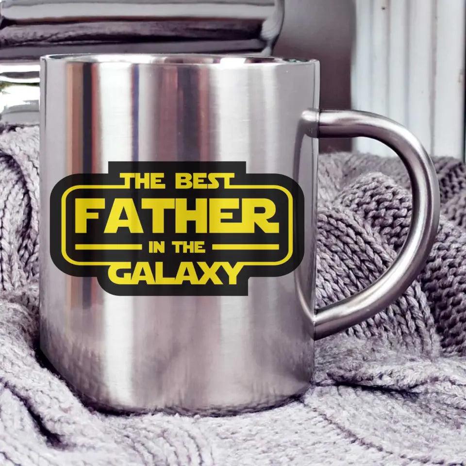 Metalowy kubek dla taty na prezent THE BEST FATHER IN THE GALAXY DT30 - storycups.pl