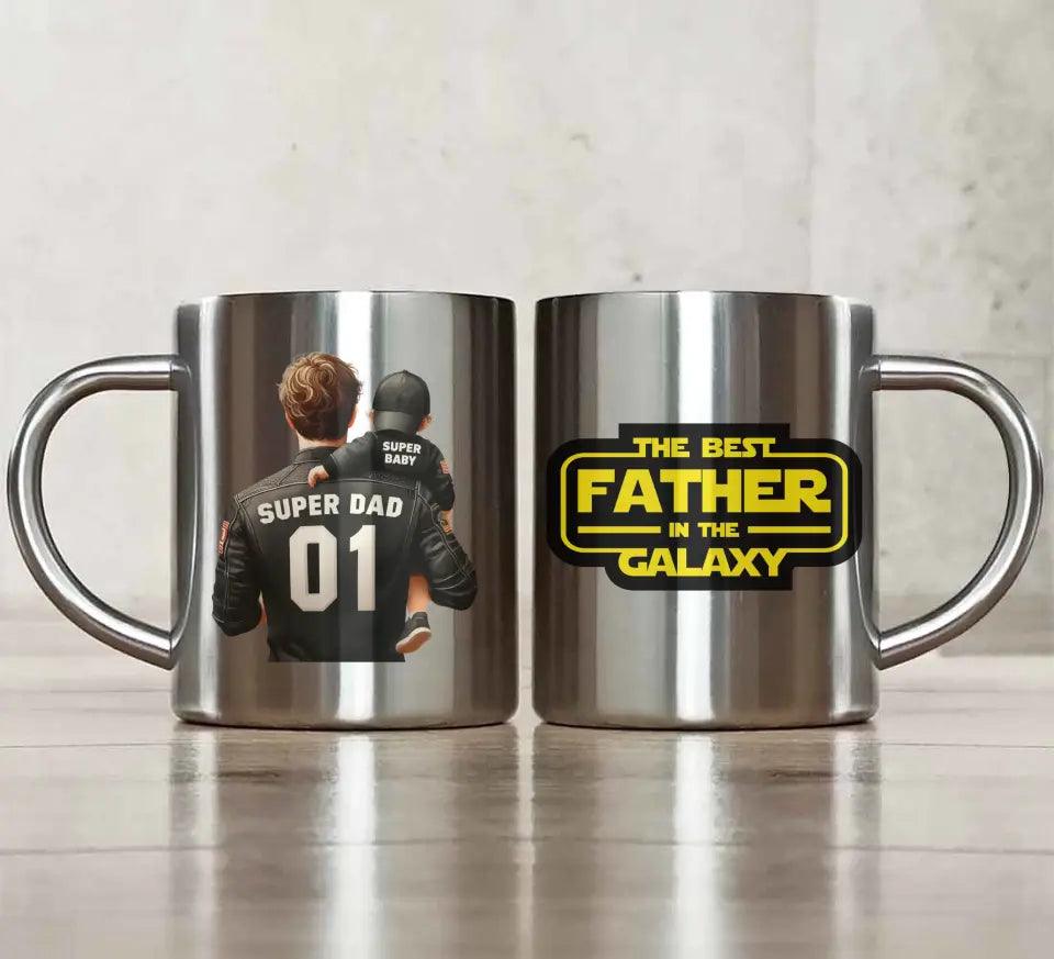 Metalowy kubek dla taty na prezent THE BEST FATHER IN THE GALAXY DT30 - storycups.pl