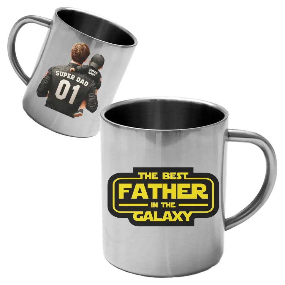 Metalowy kubek dla taty na prezent THE BEST FATHER IN THE GALAXY DT30 - storycups.pl