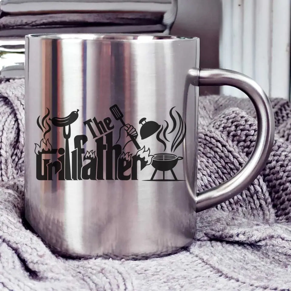 Metalowy kubek dla taty na prezent THE GRILLFATHER – storycups.pl