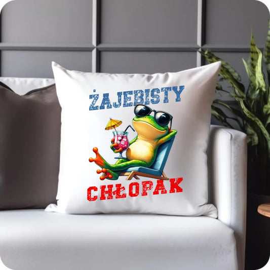 Poduszka na prezent dla chłopaka - Żajebisty chłopak Żaba DCH19