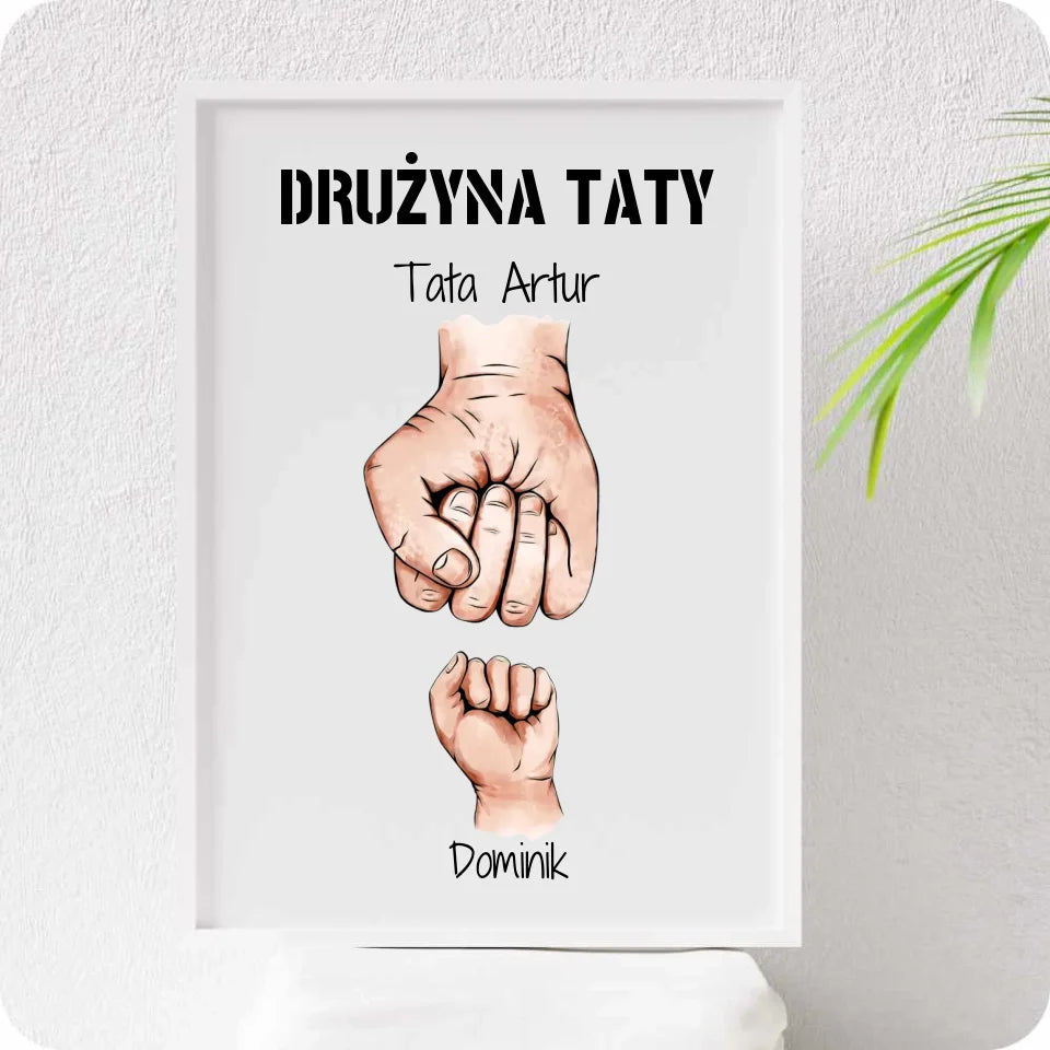 Drużyna Taty | Personalizowany obraz z imionami dzieci dla taty (1-6) DT01