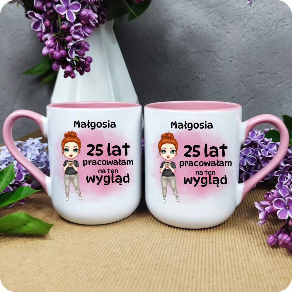 Kubek kawowy różowy z nadrukiem 330ml