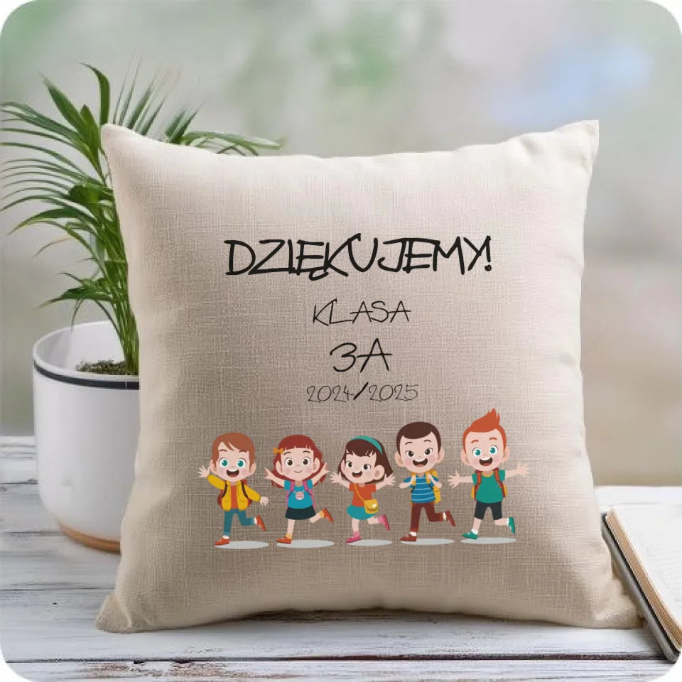 Dziękujemy klasa / grupa | Poduszka lniana dla nauczyciela N11