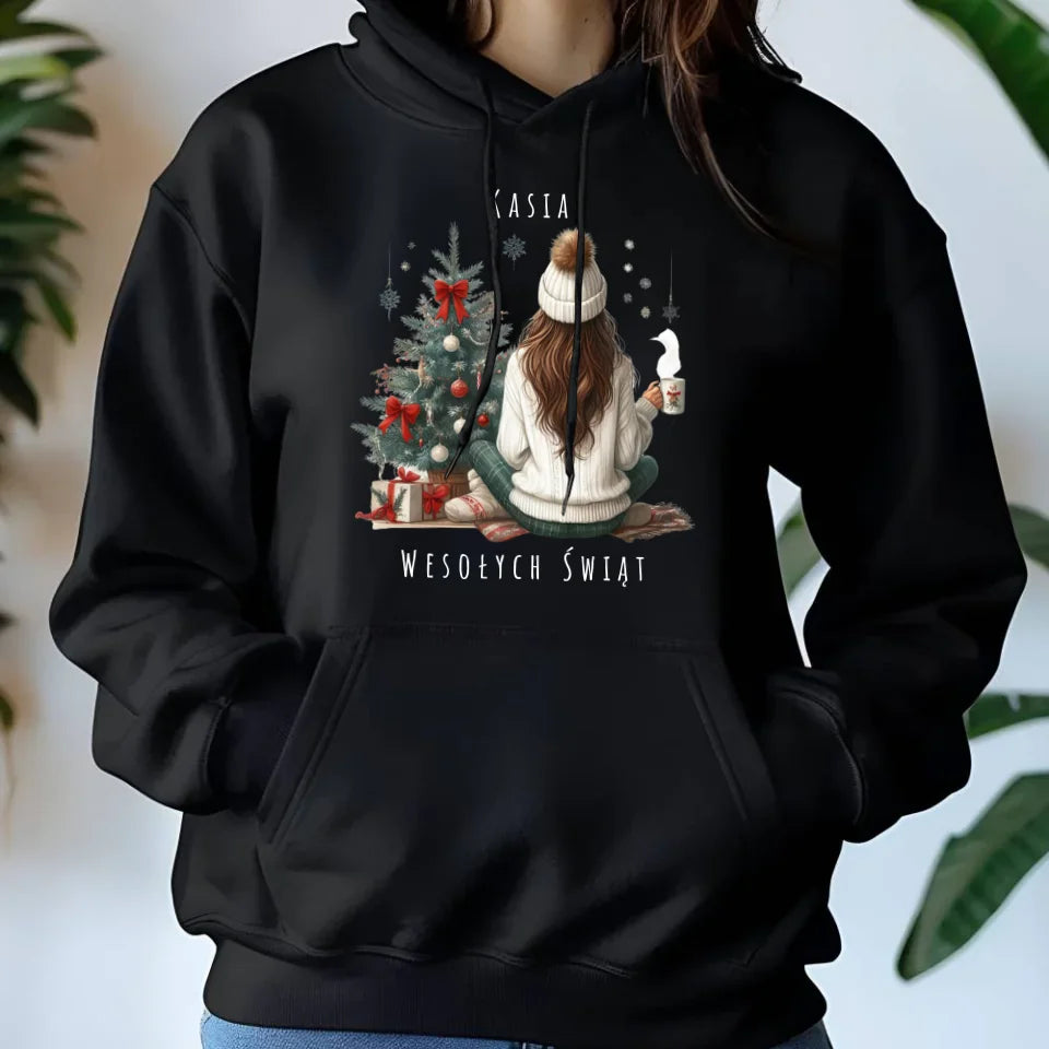 Love Winter | Świąteczna damska bluza z kapturem personalizacja